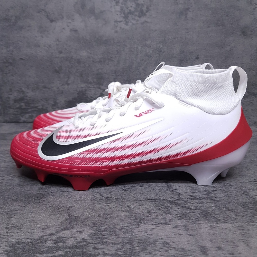NIKE Air Zoom Vapor Pro 1 Football‎ Cleats Mens Size 9 White Crimson HM8850-102